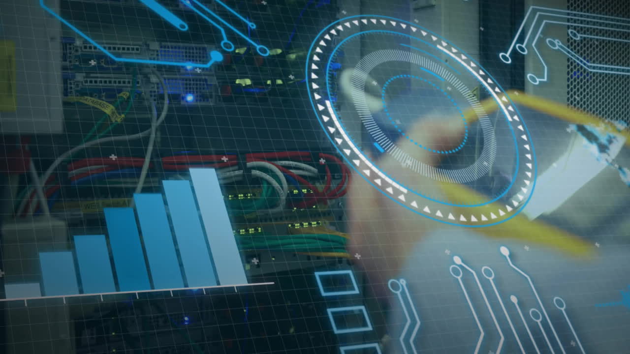 animación del procesamiento de datos digitales a través de un servidor informático