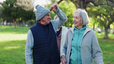 Nature,-walk-and-senior-couple-of-friends-bond