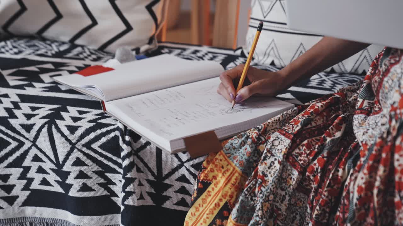 Female Designer Using Laptop and Drawing Sketch