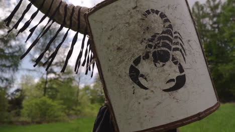 medieval warrior with scorpion shield