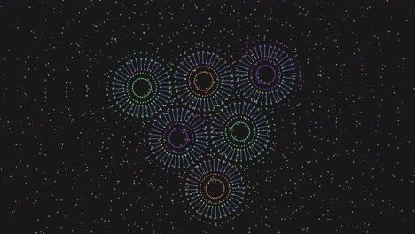 colorful symmetrical circle pattern on black background