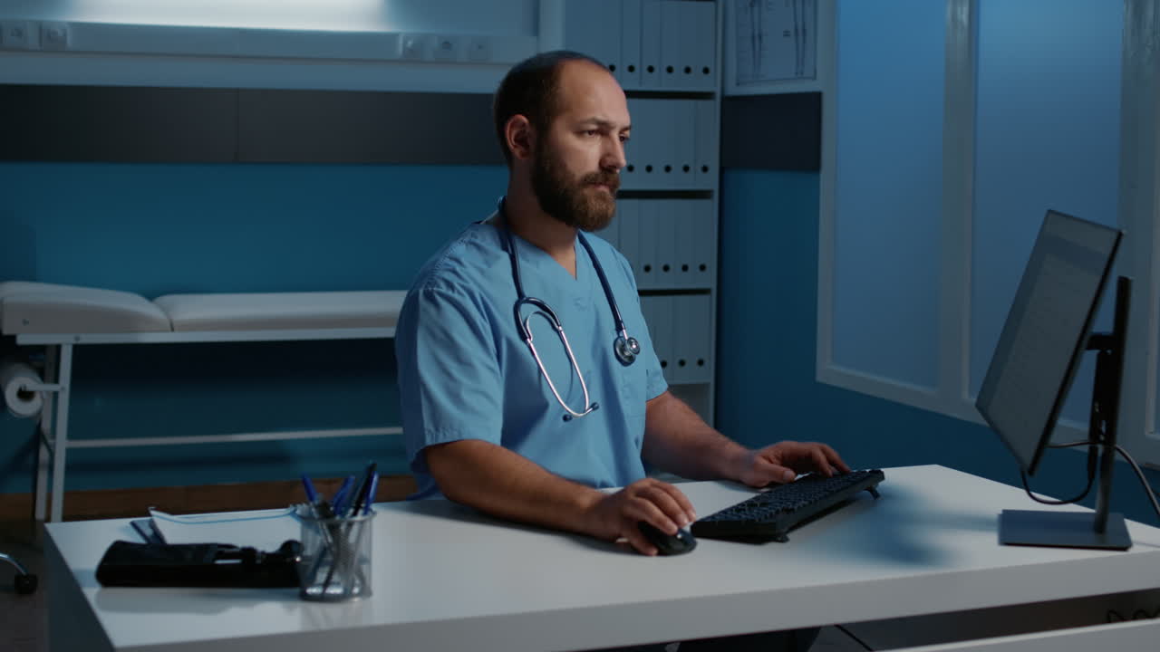 Doctor working in hospital office