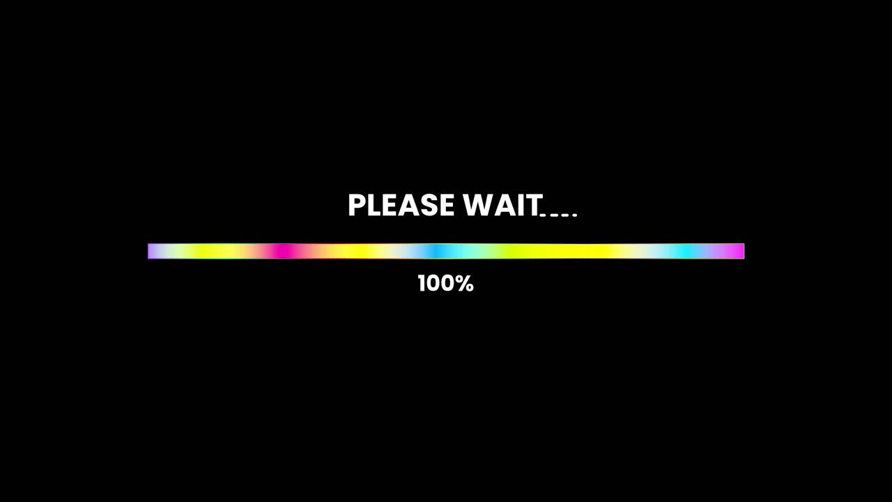 Colorful Loading Bar Progressing on Black Background