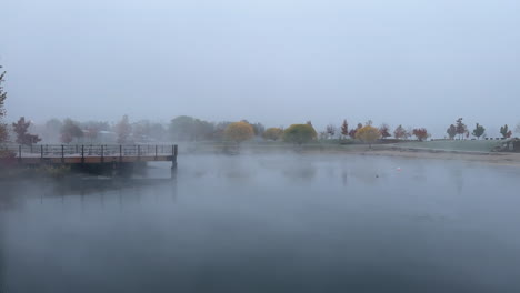 pond mist on a foggy day