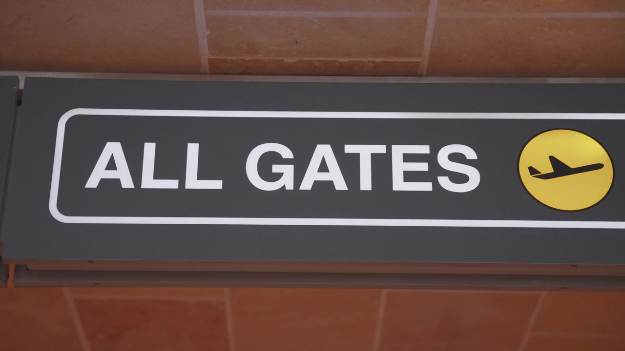 All gates sign at the airport terminal