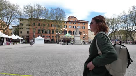 lucca italy tourist italian city main square day time historical buildings