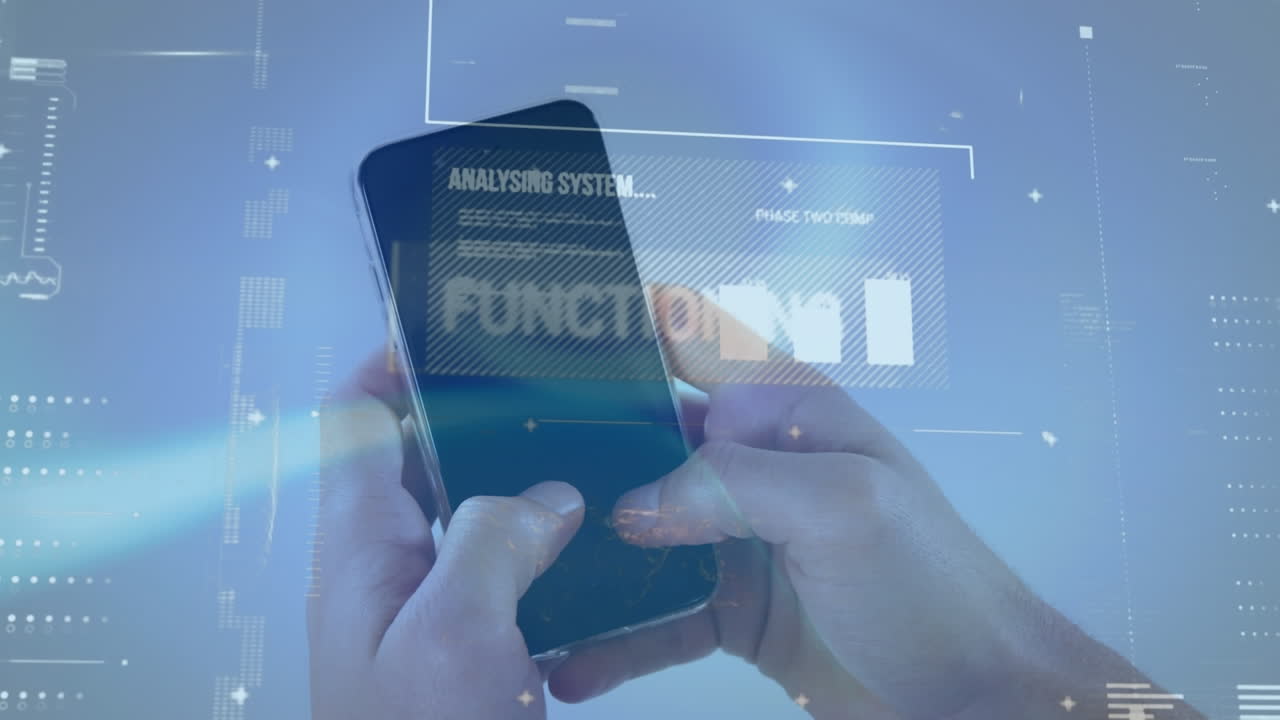 animación del procesamiento de datos financieros sobre mujeres que usan teléfonos inteligentes