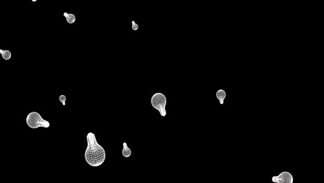 animación de iconos de bombillas que se mueven sobre un fondo negro