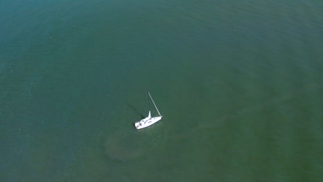 drone shot of boats in the harbor in sausalito outside of san francisco