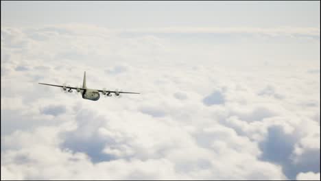 airplane flying through clouds background. 3d video animation