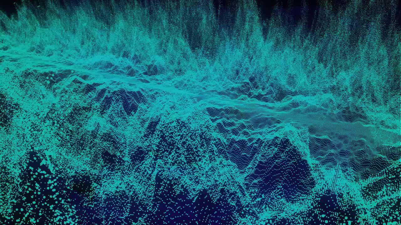 animación de partículas verdes brillantes que se mueven sobre un fondo negro