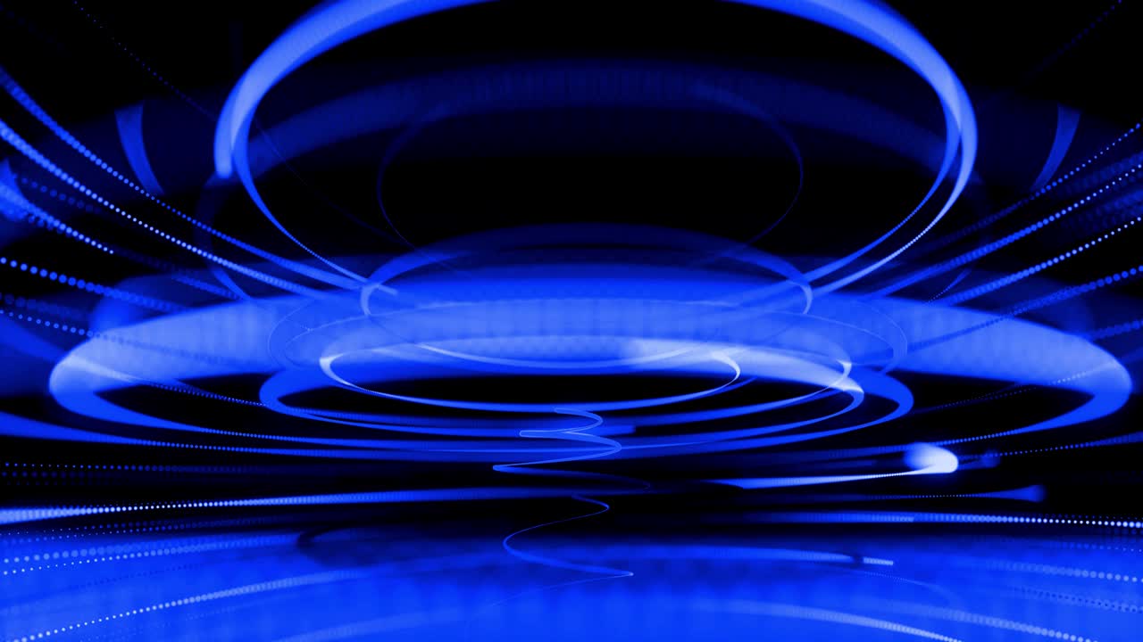 움직임 디자인 (bg) - 흐름 입자의 모양, 선, 나선, 추상 구조, 회전하는 파란 선, 회전 경로를 따라 날아간다, 3d 렌더링, 스타일리시 크리에이티브 추상 배경, 4k