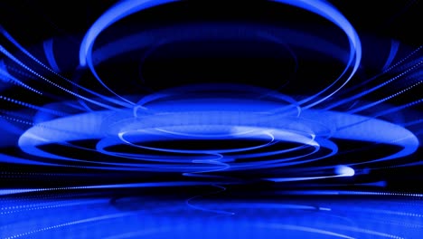diseño de movimiento bg de partículas de flujo que dan forma a líneas, hélices y estructuras abstractas. líneas azules girando en espiral vuelan a lo largo de la trayectoria giratoria. 3d render elegante fondo abstracto creativo en 4k.