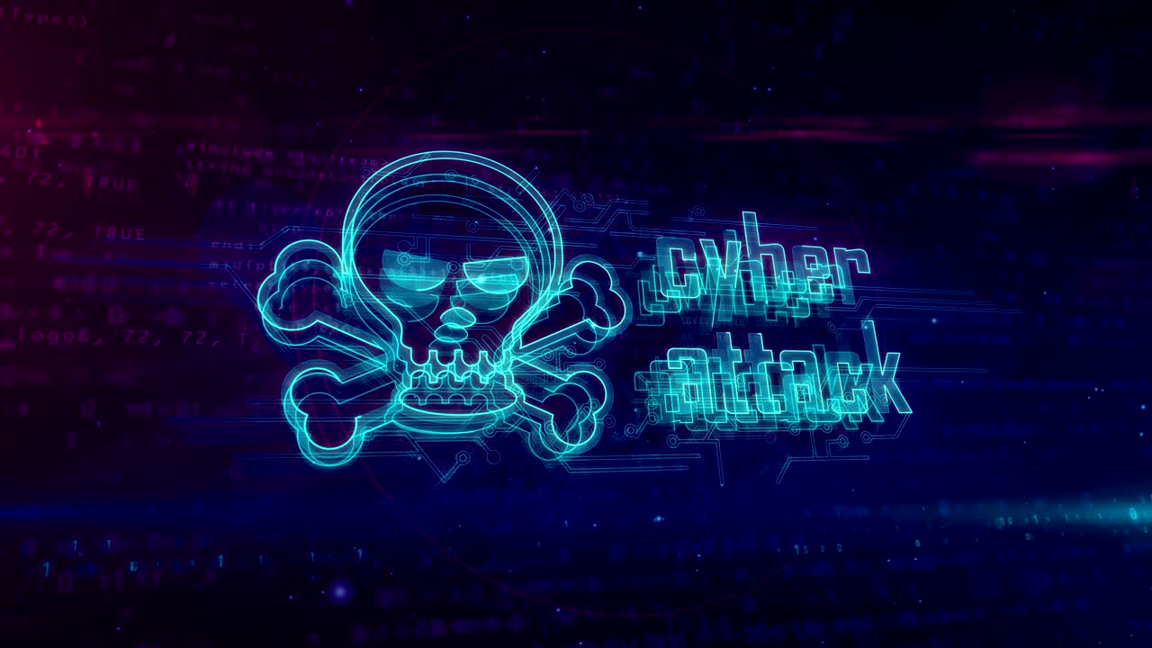 사이버 공격 홀로그램: 두개골과 함께  수 있는 개념