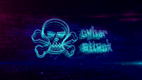 cyber ataque holograma concepto loppable con el cráneo