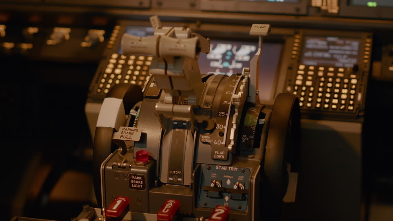 Control panel dashboard with handle or lever to throttle engine