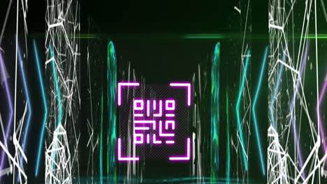 Animation-of-shapes-and-qr-code-in-digital-space