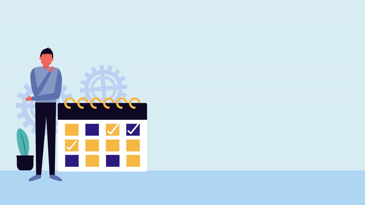 캘린더 아바타 캐릭터를 가진 사업가