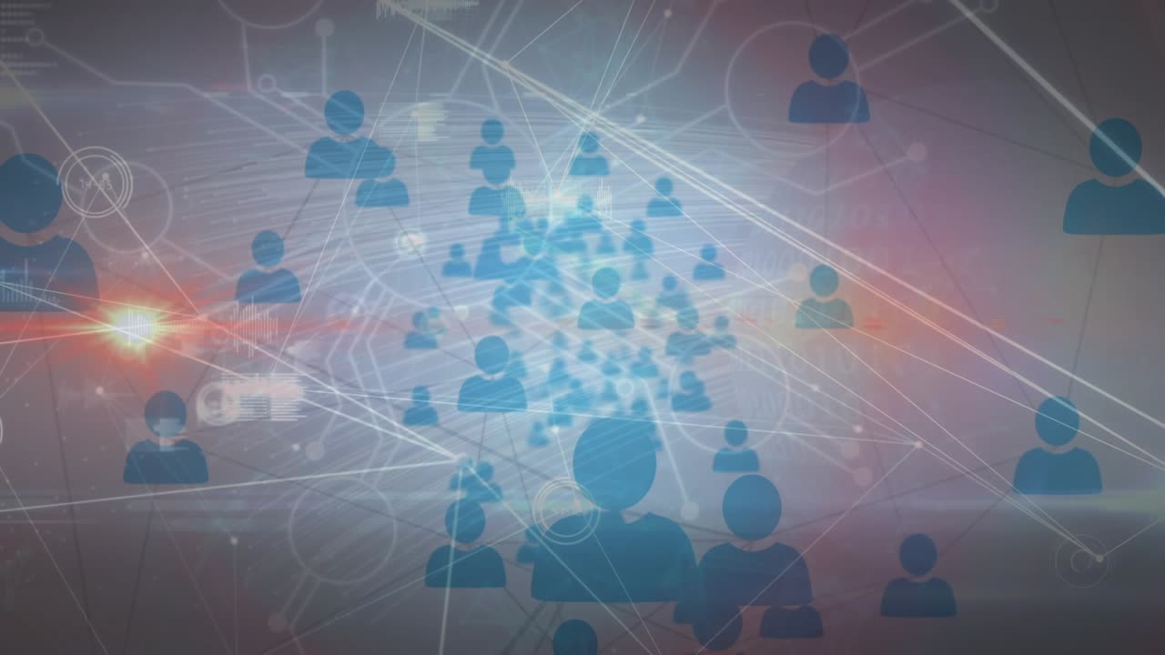 Animazione di una rete di connessioni su montagne