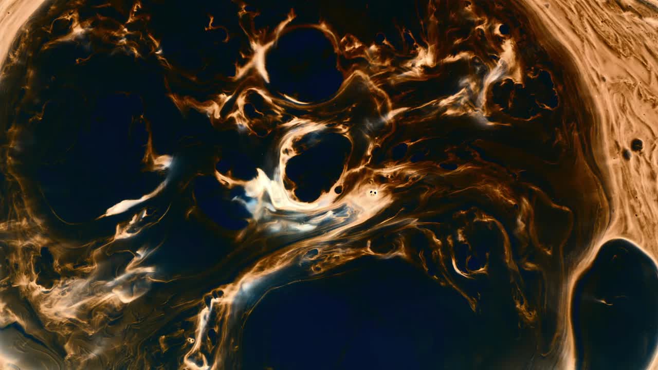 Inchiostro Liquido Astratto che si Diffonde e Vortica in un Fluido Scuro