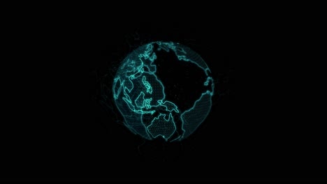 graphic motion of illuminated globe rotating on black background, useful for world news intro tv broadcasting