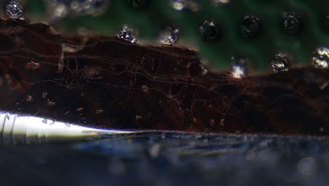 nanoestructuras de un procesador moderno bajo un microscopio. ampliación múltiple. artefactos de la civilización después de una guerra nuclear. signos de vida inteligente en el planeta. arqueología.