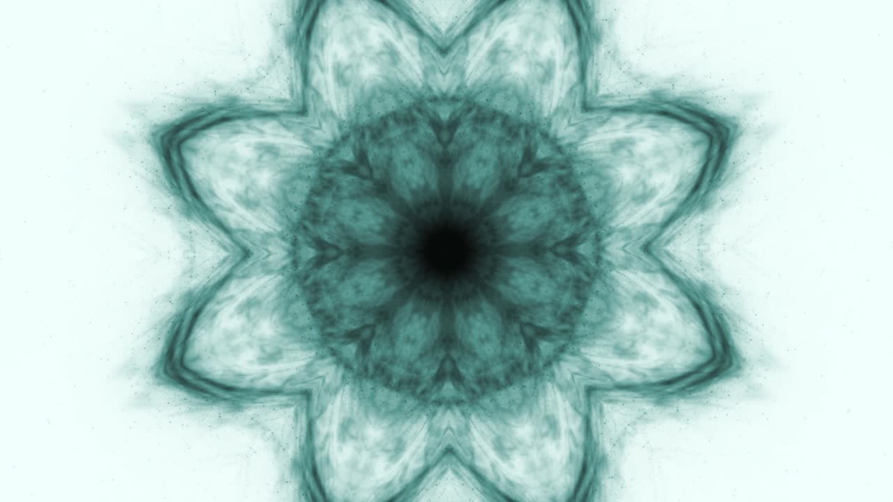 kaleidoscopio secuencia de patrones de tinta. 4k abstracto blanco y azul fondo gráfico de movimiento. o para yoga, clubes, espectáculos, mandala, animación fractal. hermoso adorno brillante. bucle sin costuras.