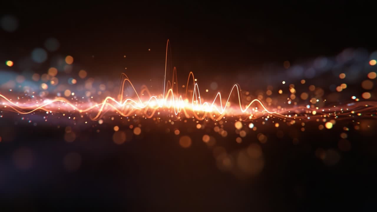 Captivating Digital Waveform Animation with Pulsating Lights and Vibrant Colors Representing Sound and Energy in a Stunning Visual Display