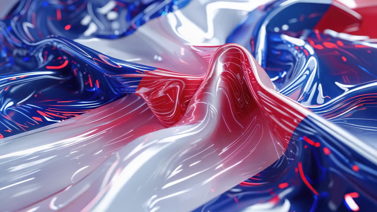 Abstract Wavy Surface with Red, White, and Blue Colors