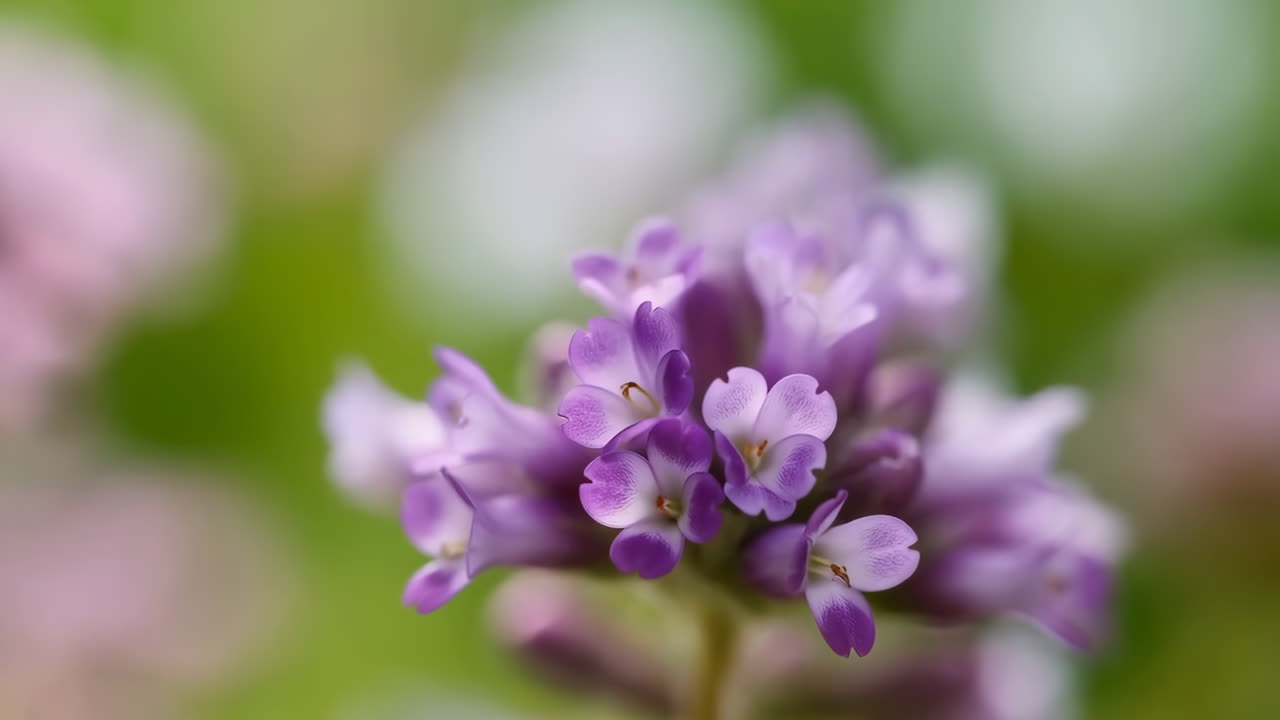Nærbillede af delikate lilla blomster, der svajer blidt i naturen