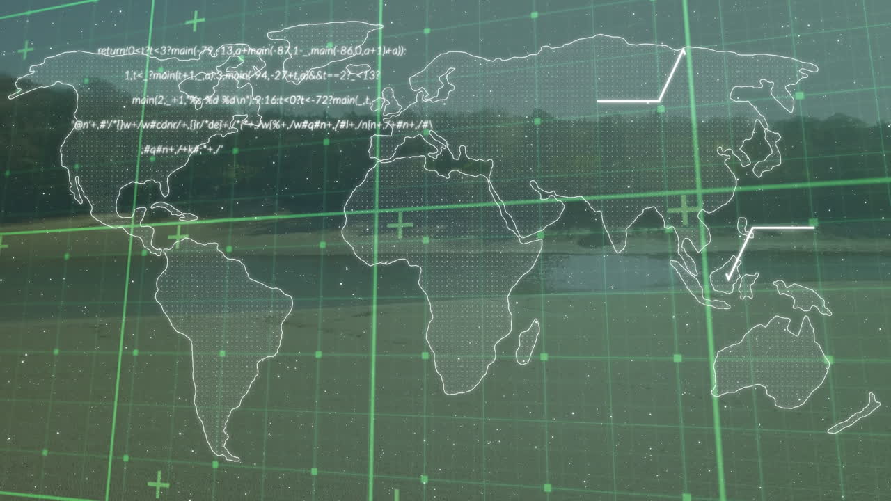 Animation of data processing over world map