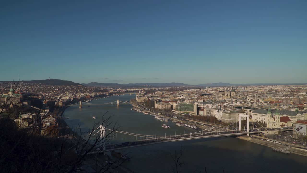 Budapest Hungary - Amazing View Of The Twin City Along The Danube River - Aerial shot