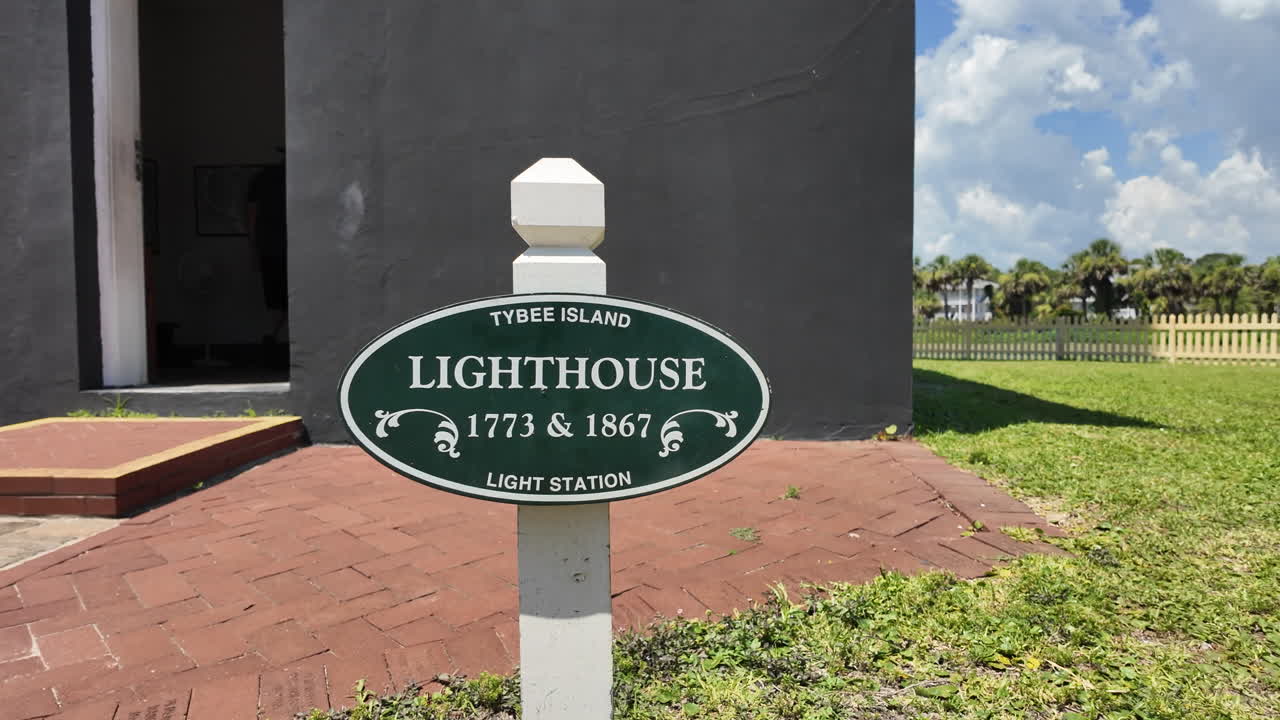 Push In to Tybee Island Lighthouse Sign