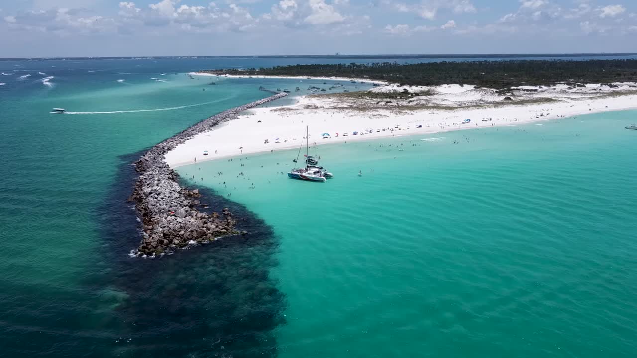 Aerial shot of Panama City Beach's Beautiful Shell Island