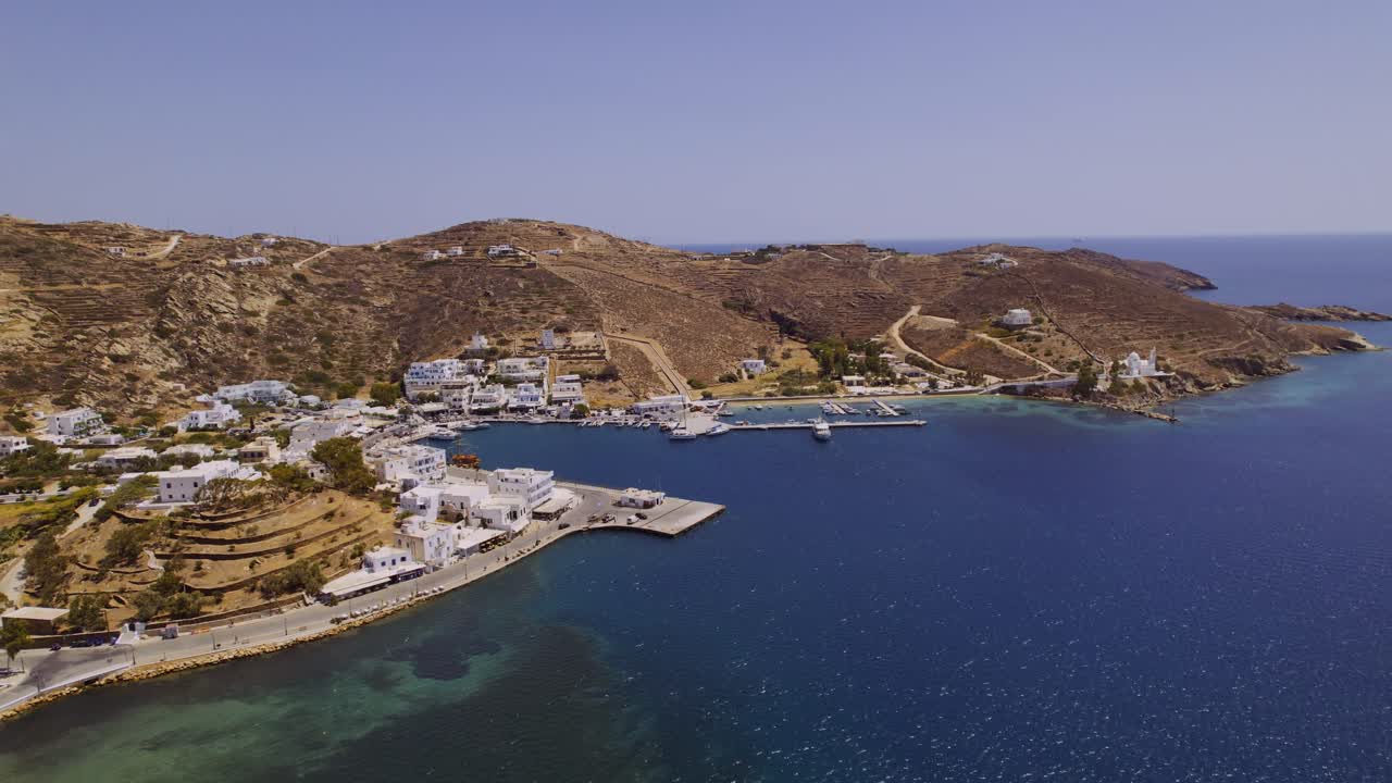 Aerial View of a Picturesque Greek Island Harbor