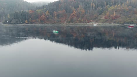 reflection of the autumn mountain in the morning