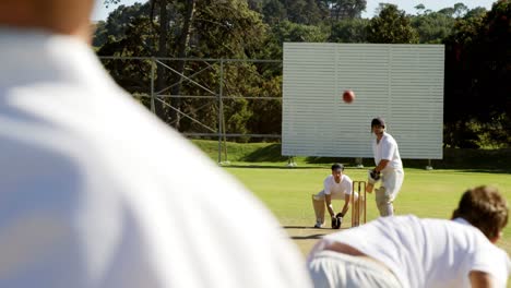 Bowler-Liefert-Ball-Während-Eines-Cricketspiels