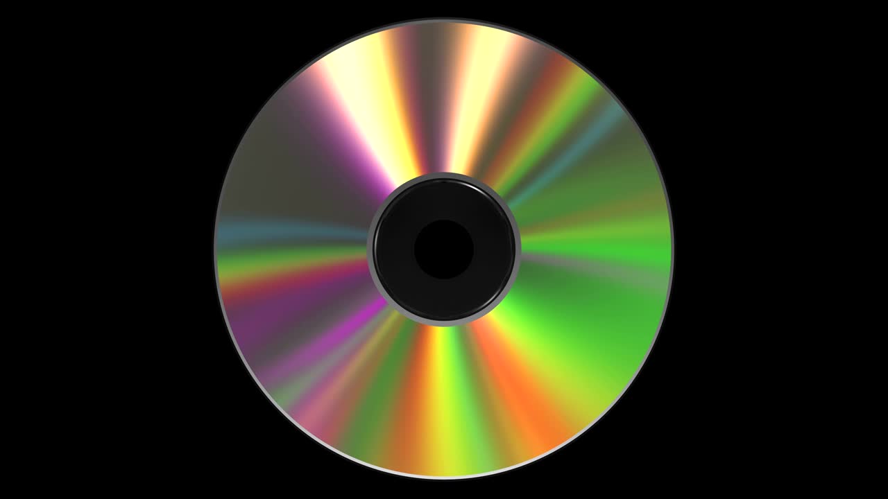 4K. Iridescent CD DVD Disk. Loop. Alpha Matte.