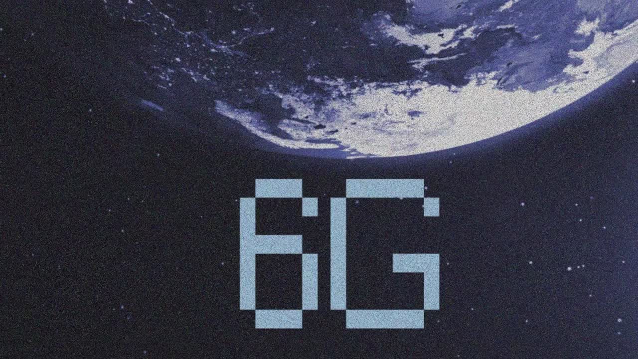 animación de 6g y el sol sobre el globo girando en el espacio