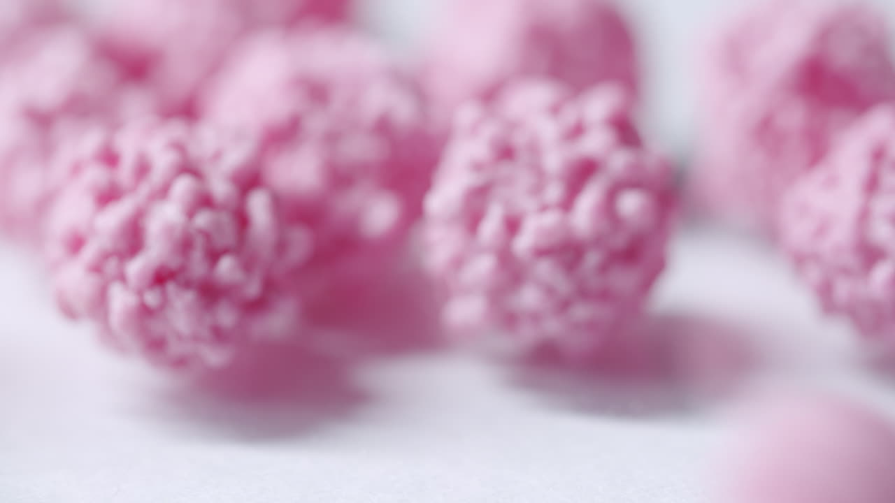 Macro close up shot of abstract particles looking like the corona virus