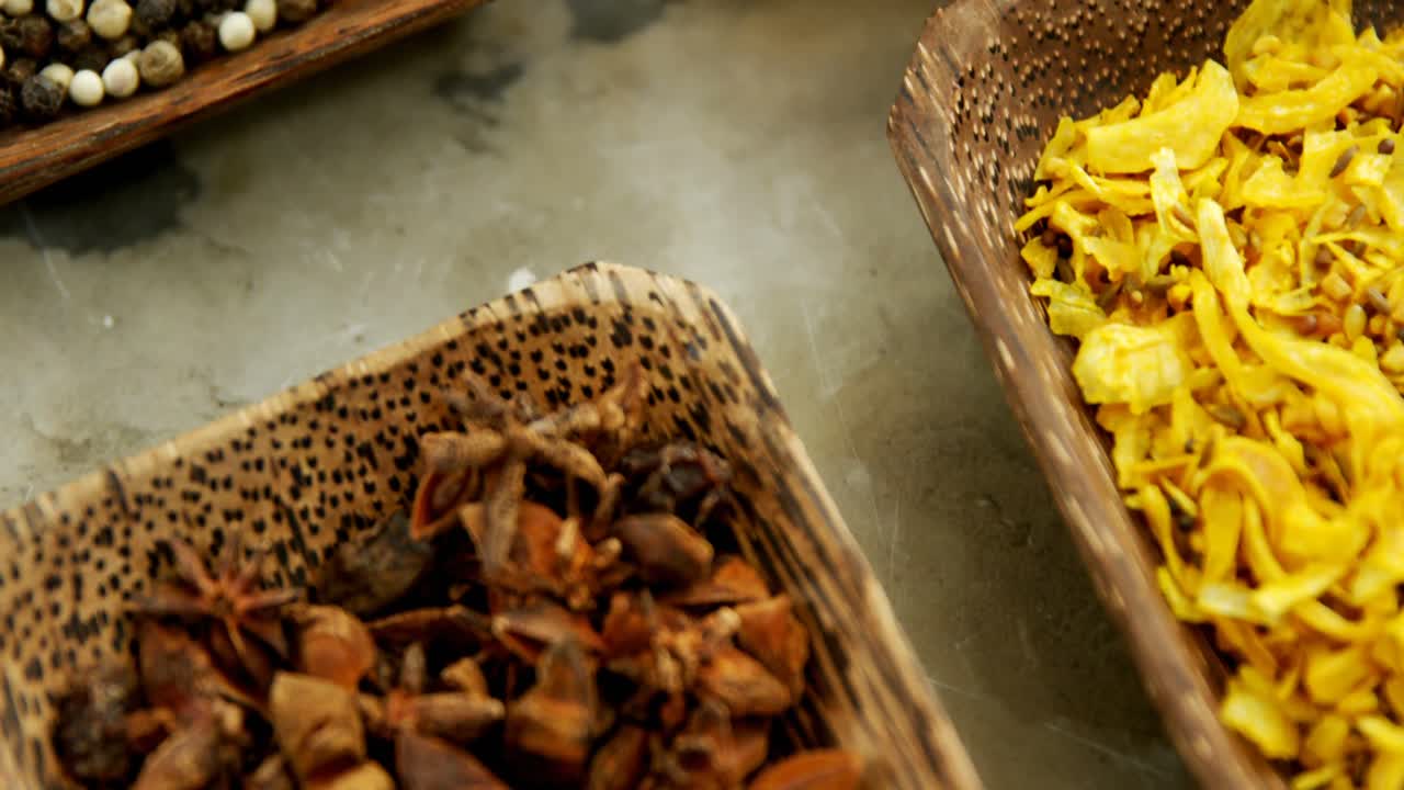 Various spices in bowl 4k