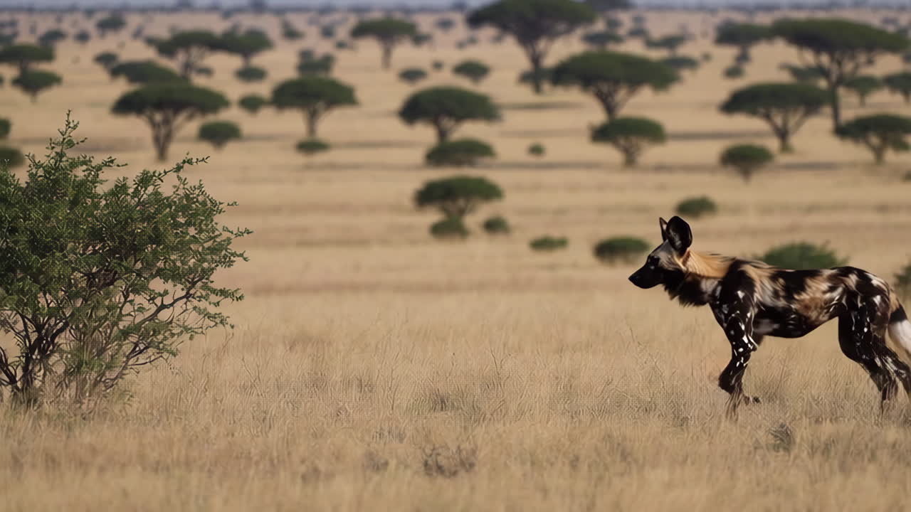 African Wild Dog in the Savanna