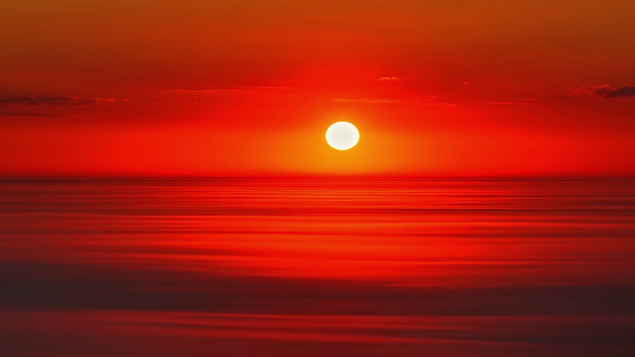 Sunset of red sun over hazy sky with clean gradient and no foreground, soothing background
