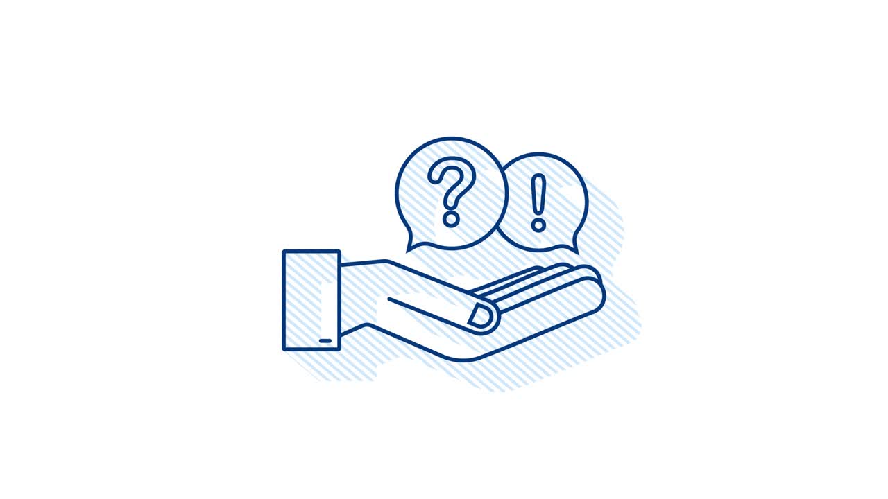 shadow Question and Answer Bubble Chat hanging over hands. motion graphic