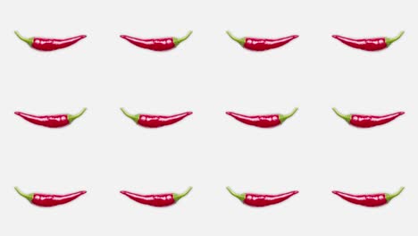 4k 60fps chili peppers flowing horizontally and flipping