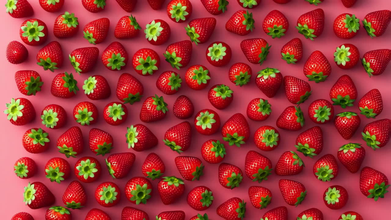 Vibrant Red Strawberries on Pink Background