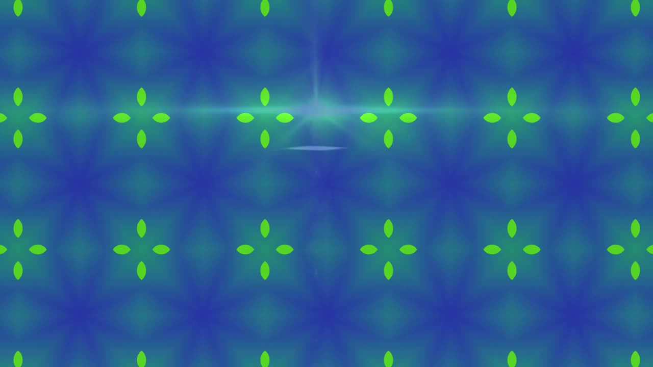 파란색 배경에 녹색 모양과 밝은 반점의 애니메이션