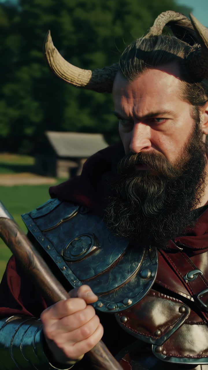 Medieval Warrior in Battle Costume