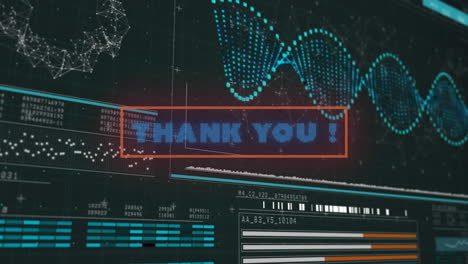 animation of thank you text over digital interface