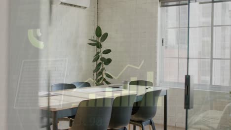 animación del procesamiento de datos financieros en una oficina vacía
